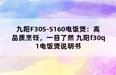 九阳F30S-S160电饭煲：高品质烹饪，一目了然 九阳f30q1电饭煲说明书